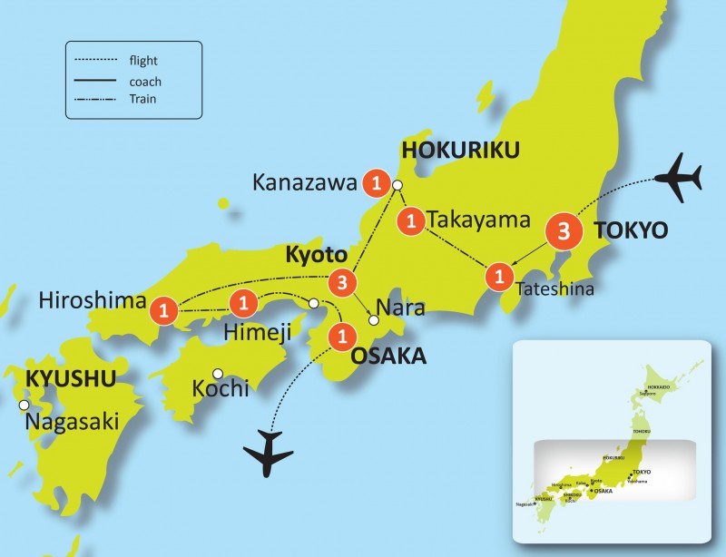 tourhub | Tweet World Travel | Japan In-Depth Cherry Blossom Tour | Tour Map