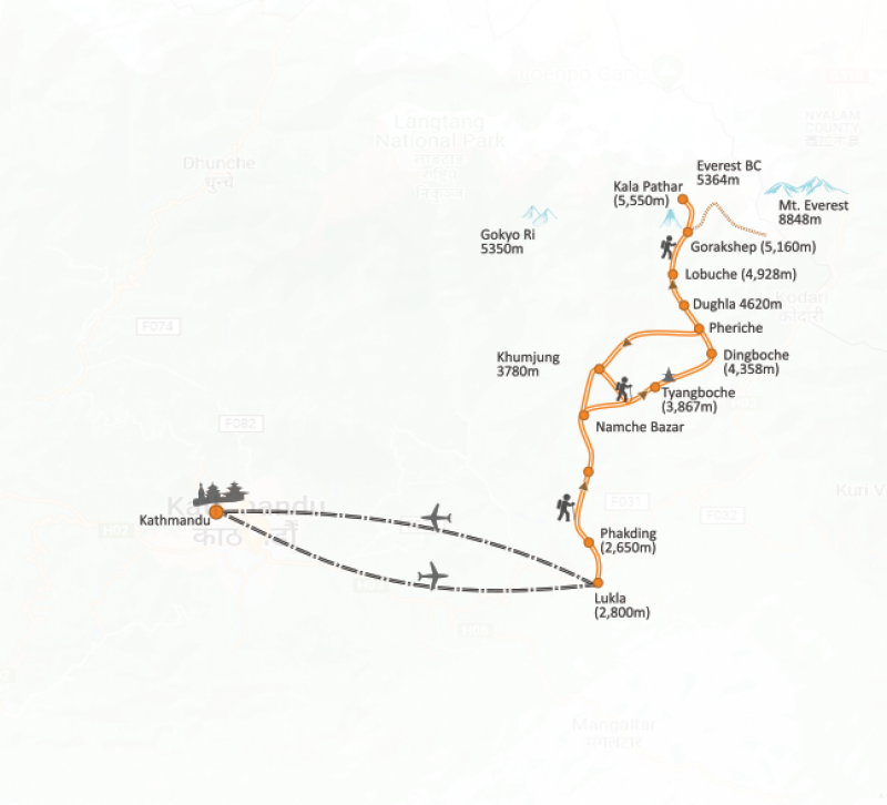 tourhub | Tweet World Travel | Top Of The World Everest Base Camp Trek Comfort | Tour Map
