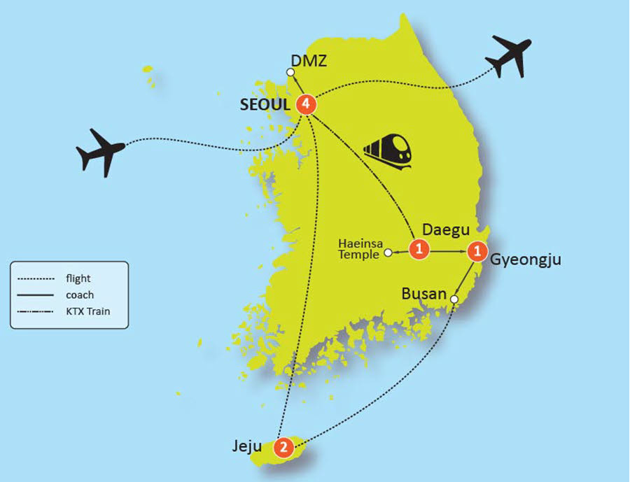 tourhub | Tweet World Travel | Korea Past And Present Tour | Tour Map