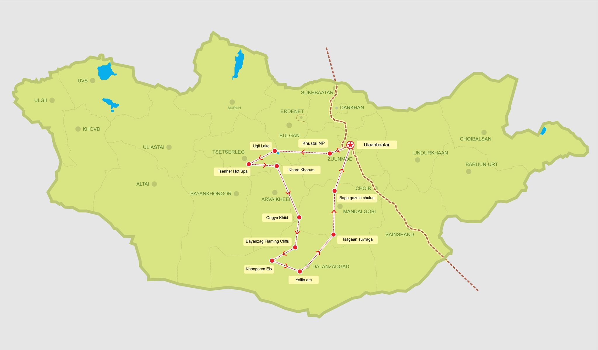 tourhub | Tweet World Travel | Naadam Festival & Along The Exotic Route Of Mongolia  | Tour Map