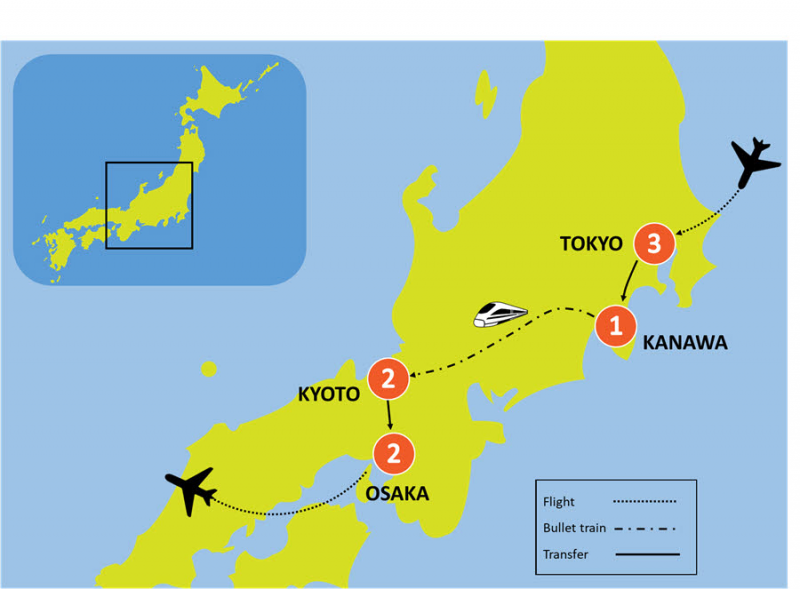 tourhub | Tweet World Travel | Luxury Japan Golf Tour | Tour Map