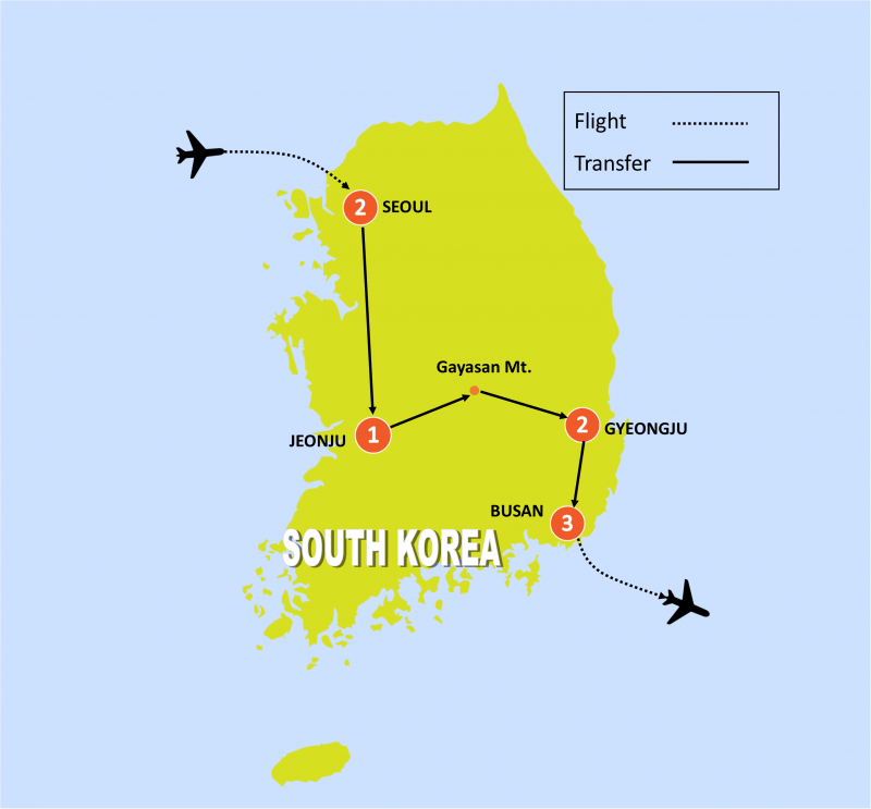 tourhub | Tweet World Travel | Highlights Of Korea | Tour Map