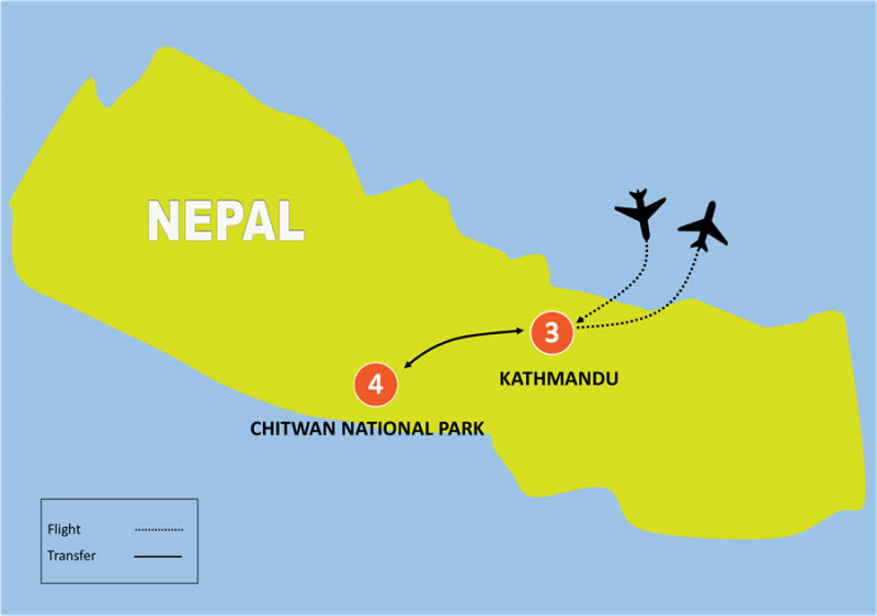 tourhub | Tweet World Travel | Royal Jungle Nepal Wildlife Safari | Tour Map