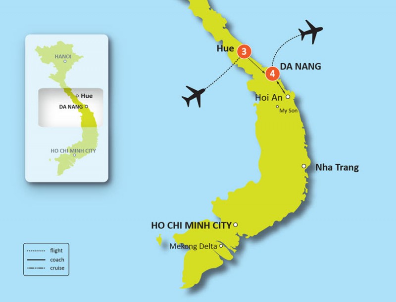 tourhub | Tweet World Travel | Luxury Central Vietnam Wellness, Spa & Yoga Tour | Tour Map