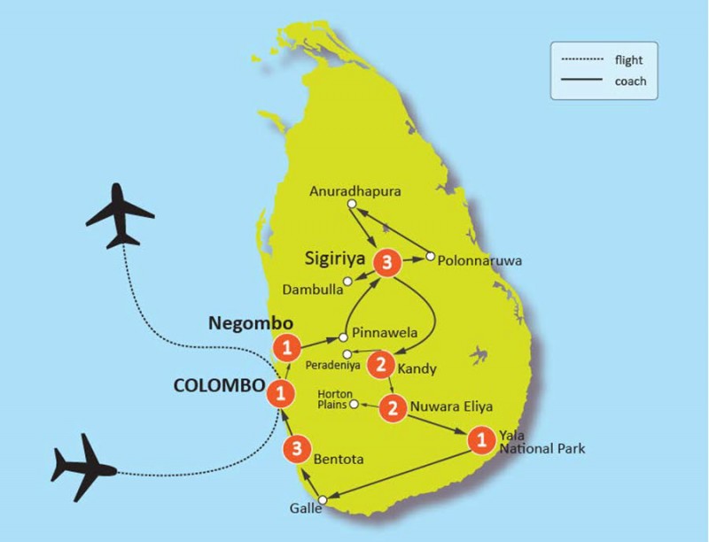 tourhub | Tweet World Travel | 14-Day Sri Lanka Discovery Tour | Tour Map