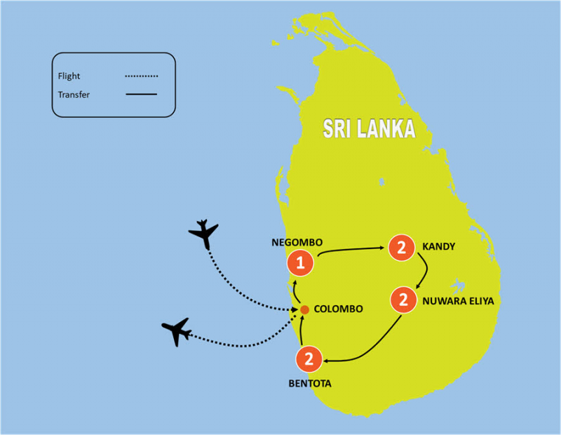 tourhub | Tweet World Travel | Luxury Sri Lanka Honeymoon Package | Tour Map