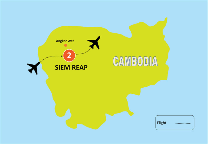 tourhub | Tweet World Travel | 3 Days Siem Reap Package (Pre Or Post Mekong River Cruise) | Tour Map