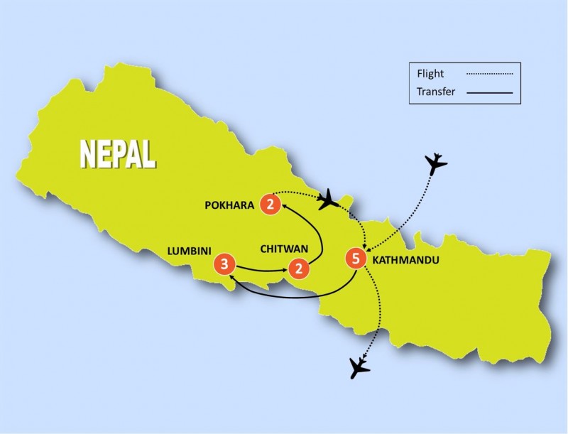 tourhub | Tweet World Travel | Cultural, Spiritual, Historical And Authentic Tour Of Nepal | Tour Map