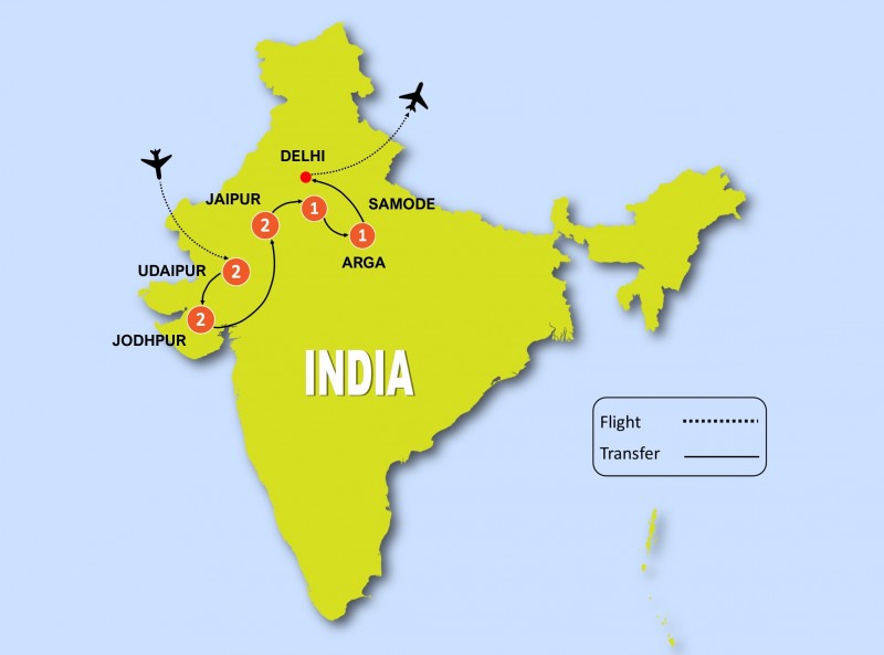 tourhub | Tweet World Travel | Fort & Palace Of Rajasthan | Tour Map
