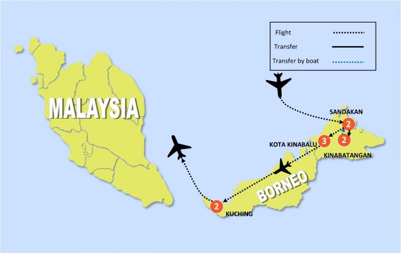 tourhub | Tweet World Travel | Borneo Discovery Escorted Tour | Tour Map