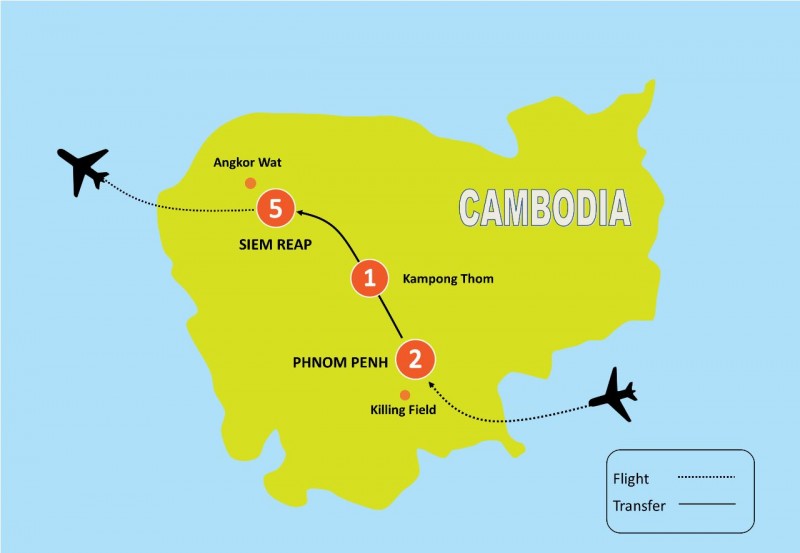 tourhub | Tweet World Travel | Cambodia Highlights Tour | Tour Map