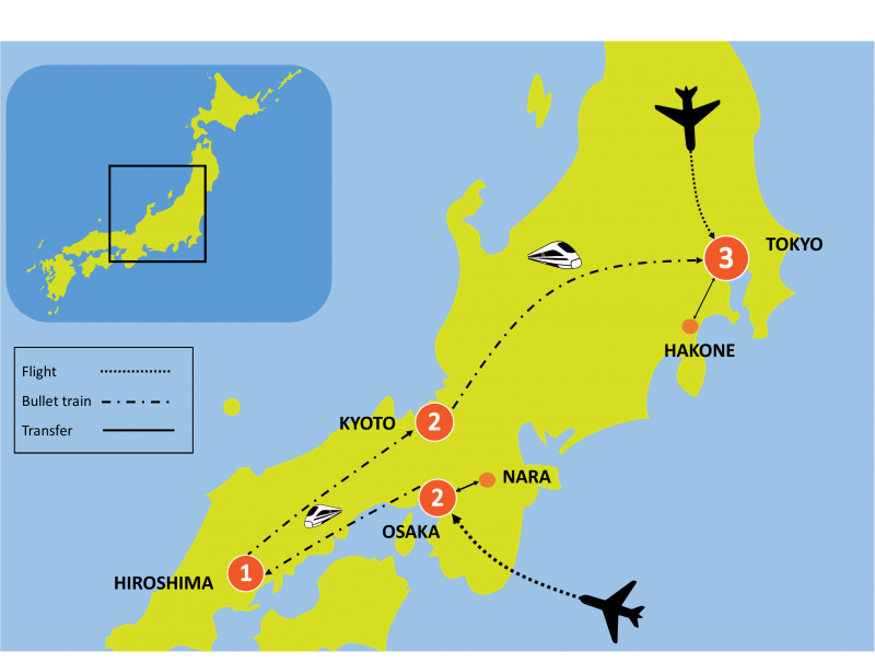 tourhub | Tweet World Travel | Best Of Japan Tour | Tour Map