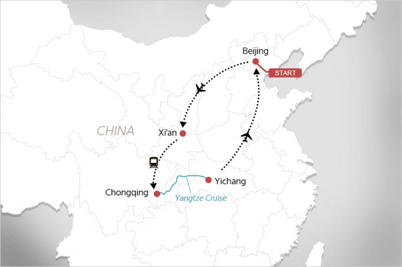 tourhub | Tweet World Travel | Majestic China With Yangtze River Cruise | Tour Map