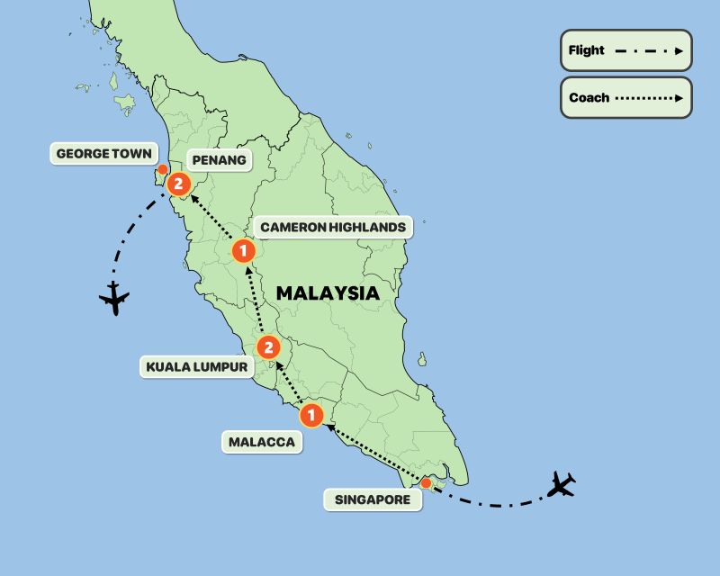 tourhub | Tweet World Travel | Kuala Lumpur And Penang Highlight | Tour Map