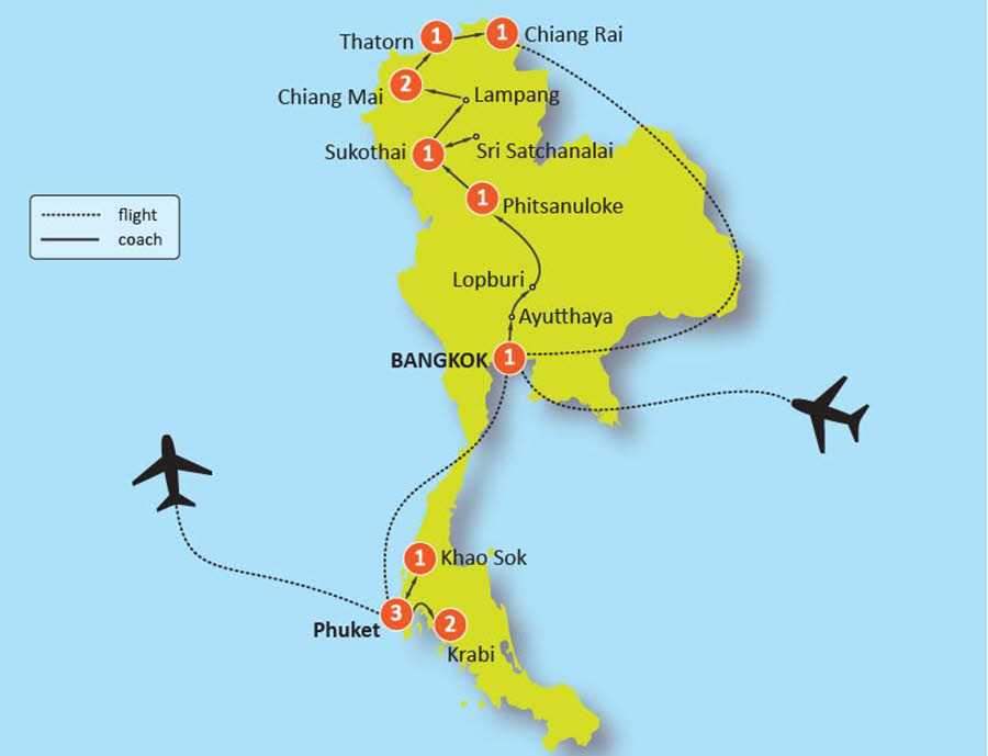 tourhub | Tweet World Travel | Thailand Discovery Tour | Tour Map