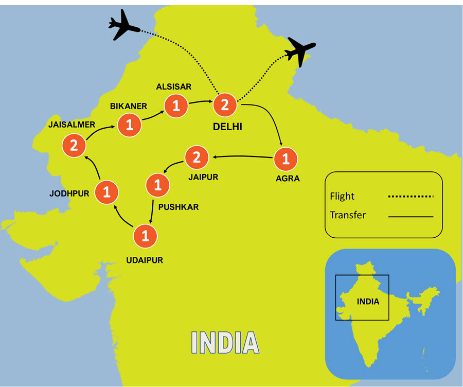 tourhub | Tweet World Travel | 13-Day India Classic Discovery | Tour Map