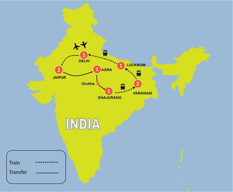 tourhub | Tweet World Travel | Luxury India Essential Tour | Tour Map