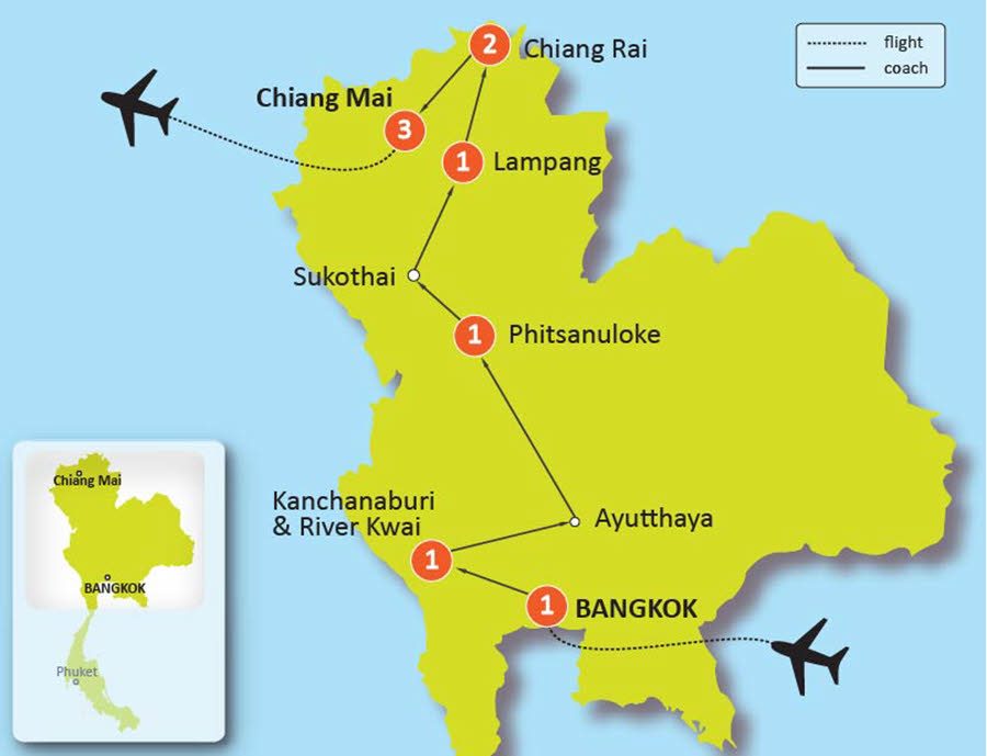 tourhub | Tweet World Travel | Heritage Of Thailand Tour | Tour Map