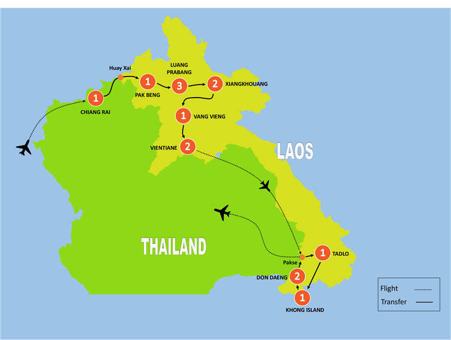tourhub | Tweet World Travel | Thailand And Laos Discovery Tour | Tour Map