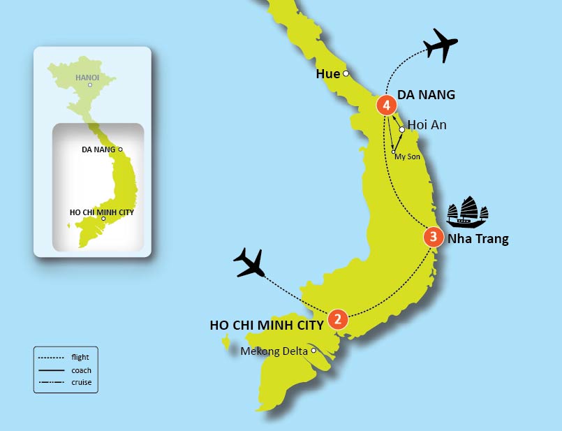 tourhub | Tweet World Travel | 10-Day Vietnam Honeymoon Package | Tour Map