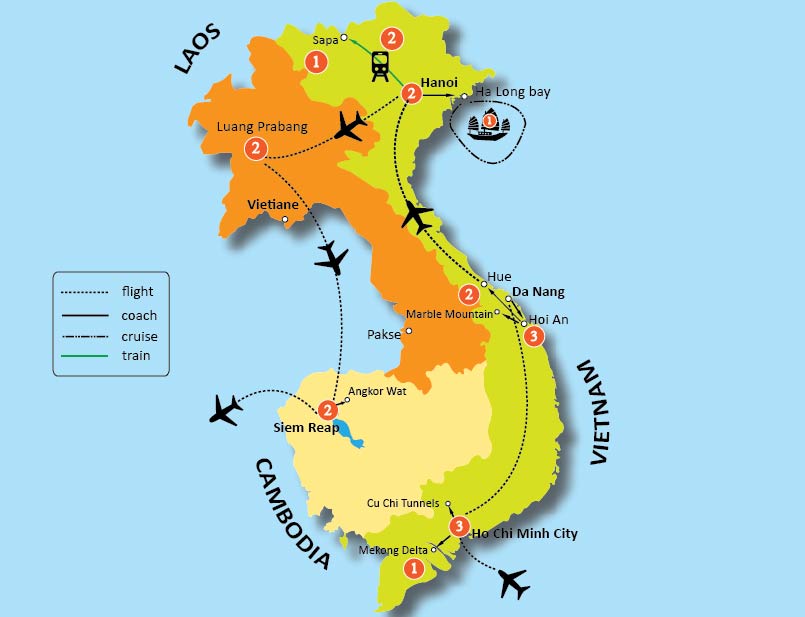 tourhub | Tweet World Travel | Essence Of Indochina Tour | Tour Map