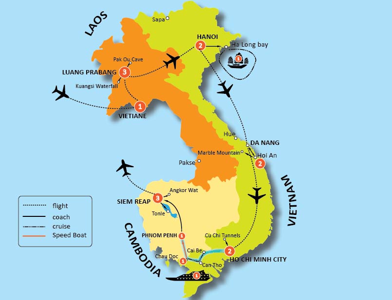 tourhub | Tweet World Travel | 18-Day Best Of Indochina Tour | Tour Map