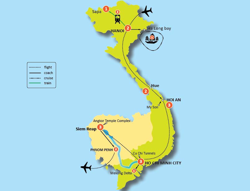 tourhub | Tweet World Travel | Premium Vietnam And Cambodia Tour | Tour Map