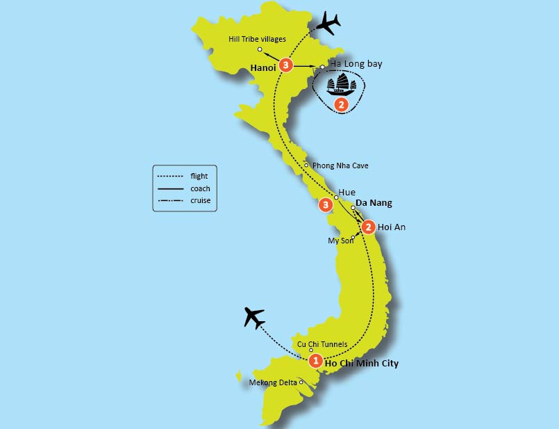 tourhub | Tweet World Travel | Luxury Essential Vietnam Tour | Tour Map
