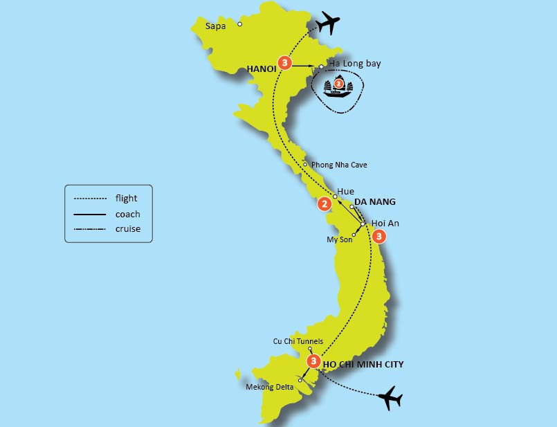 tourhub | Tweet World Travel | 14-Day Luxury Vietnam At A Glance Tour | Tour Map