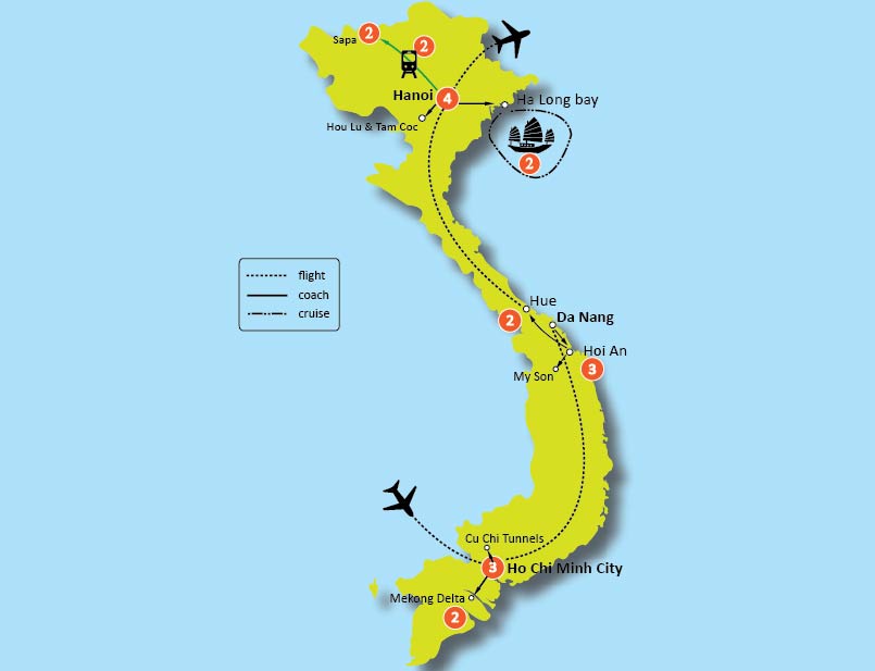 tourhub | Tweet World Travel | The Best Of Vietnam Tour | Tour Map